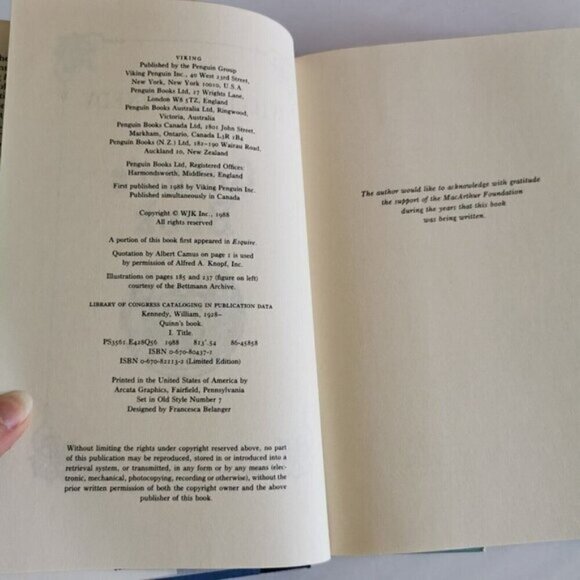 1988 Quinn's Book by William Kennedy, Novel History American Author - Picture 3 of 6